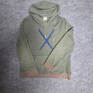 PENNY STOCK Men's Green Speckled Pullover Hoodie XL Ski Graphic‎ Drawstrings